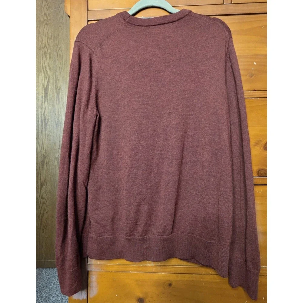 Banana Republic Sweater Size Large Merino Wool Crew Neck Heather Burgundy